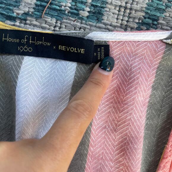 House of Harlow 1960 x Revolve Multicolor Striped Drawstring Blouse - Size M - Picture 5 of 9